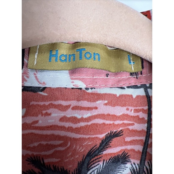 Hanton Short Sleeve Hawaiian Button Down Shirt Men's Size Large - Picture 2 of 8